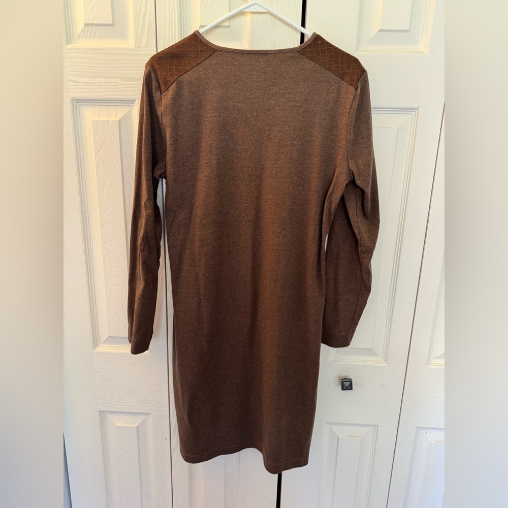 LRL Lauren Ralph Lauren Long-Sleeved Shift Dress, Brown, Size L - Picture 2 of 10